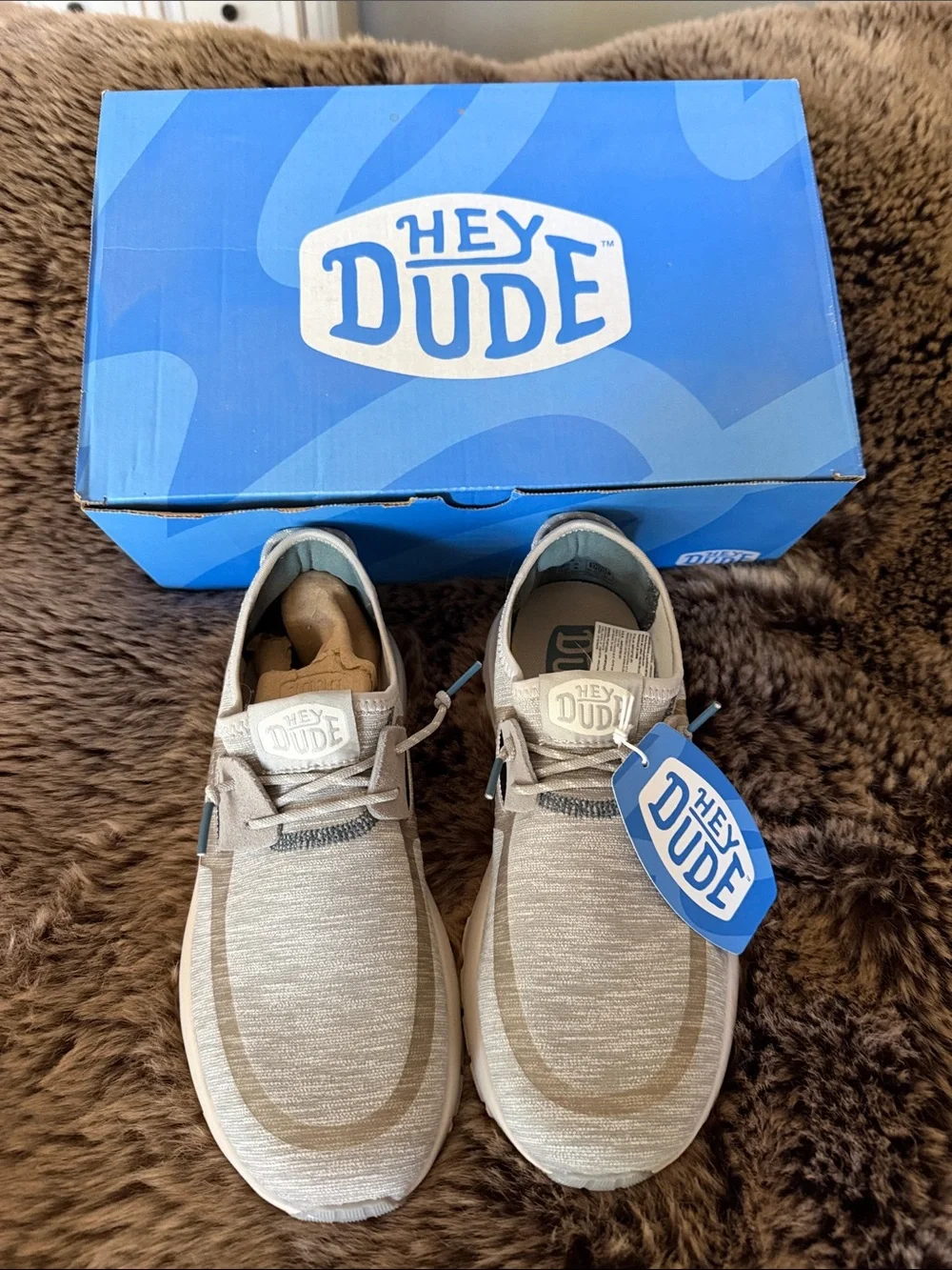 Hey Dude Men's Beige Knit Slip-On Casual Loafers - Picture 1 of 8